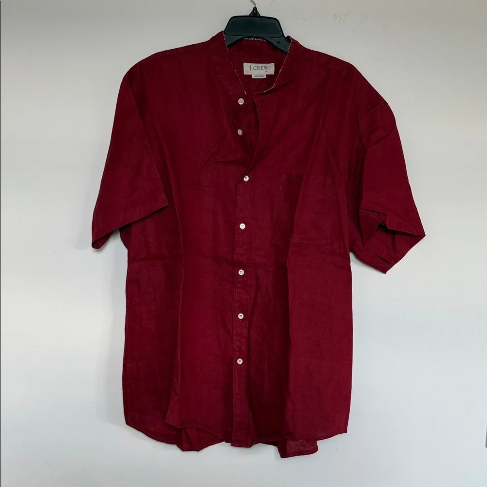 J. Crew Men's Burgundy Button Down Shirt 100% Linen